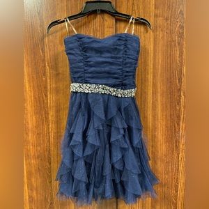 Teeze Me Navy Blue Ruffle Dress